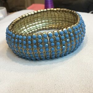 Vintage Gold Turquoise Stretch Bridal Wedding Bracelet